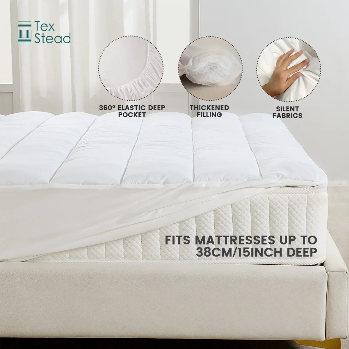 Afralia™ Waterproof Quilted Mattress Pad Protector with Deep Pocket, Soft Breathable & Machine Washable