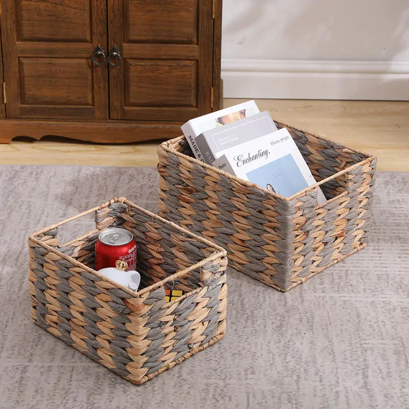 Afralia Woven Rattan Desktop Storage Basket Organizer