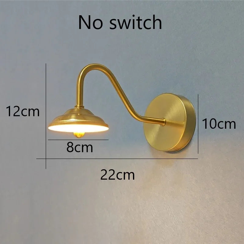 Afralia™ Modern Golden Curved Wall Sconce LED Light for Bedroom - Nordic Home Decor