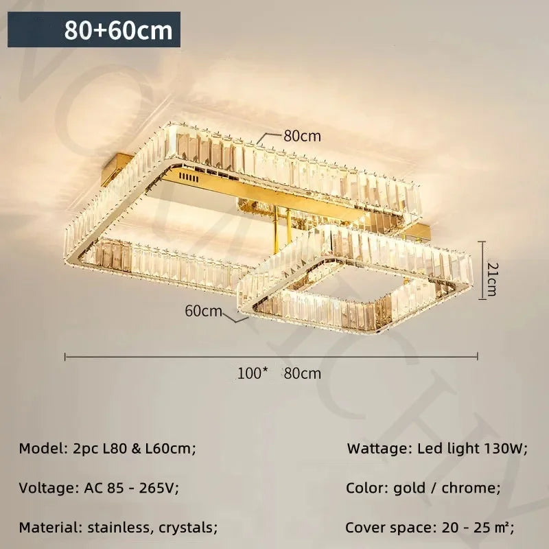 Afralia™ Crystal Luxury Ceiling Light for Living Room Bedroom Restaurant - Dimmable & Modern