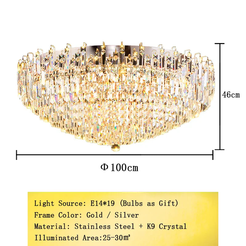 Afralia™ Crystal Pendant Chandelier LED Hanging Lamp for Luxury Living Room Decor