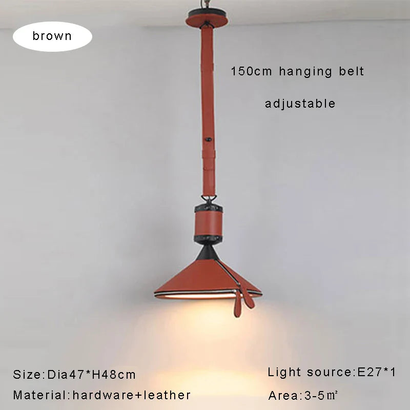 Afralia™ Modern Brown Blue Leather Pendant Light Chandelier for Home Decoration