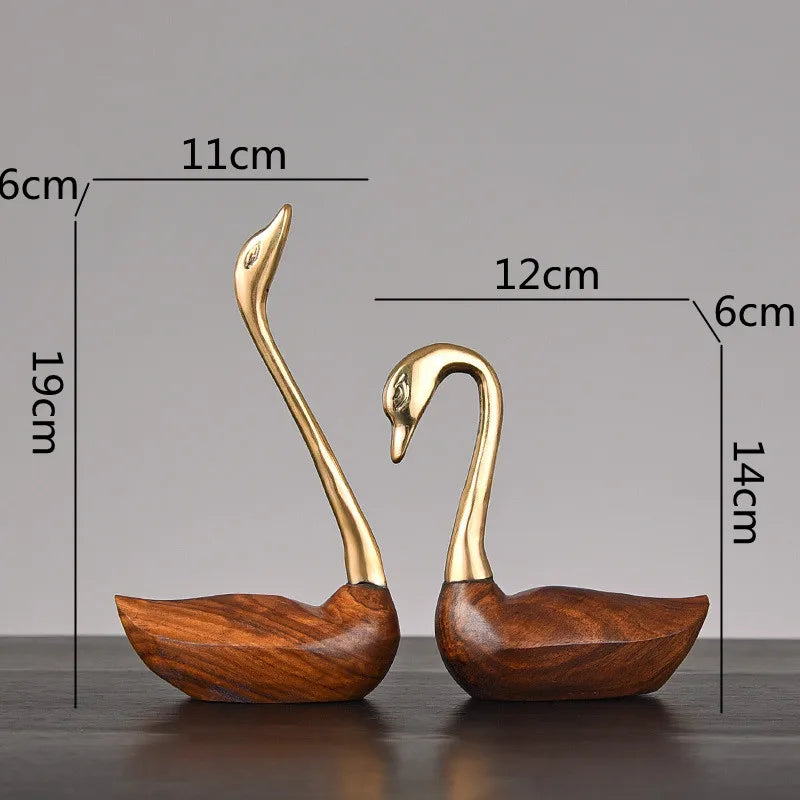 Afralia™ Wooden Crane Bird Sculpture Home Decoration Figurine