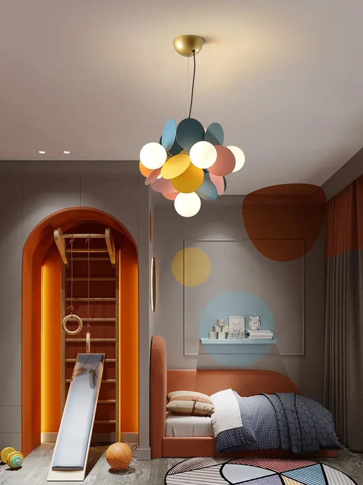Afralia™ Glass Hanging Ceiling Lamp for Kids Room, Living Room, Bedroom - Modern Chandelier & Home Decor