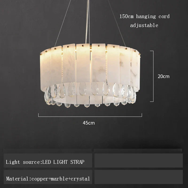 Afralia™ Crystal Marble Ceiling Chandelier LED Hanging Lamps for Dining Room