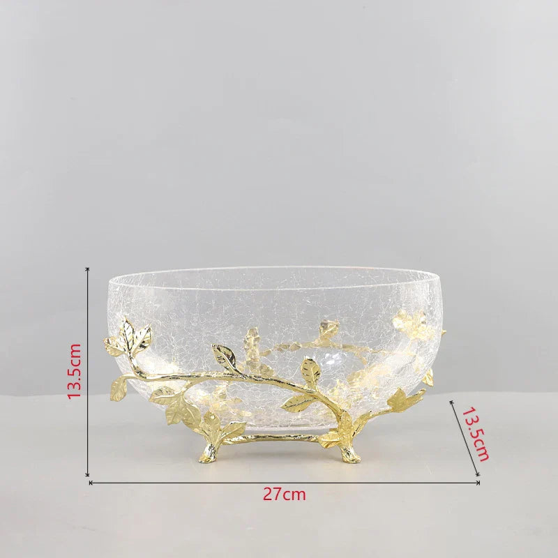 Afralia™ Golden Branches Glass Bowl Set for Home Kitchen Desserts and Snacks