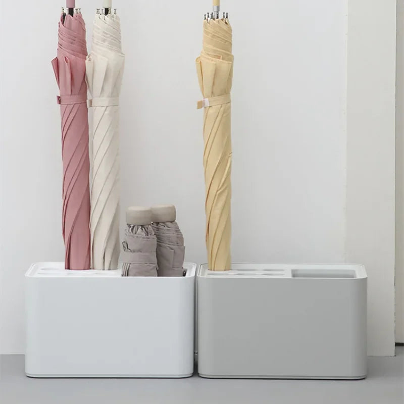 Afralia™ Umbrella Stand Storage Shelf Office Home Nordic Drain Bucket Grey
