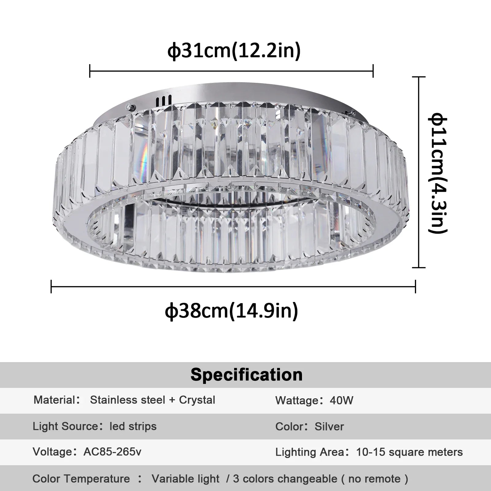 Afralia™ Big Crystal LED Circle Chandelier Ceiling Lamp, RC Dimmable for Bedroom Living Room