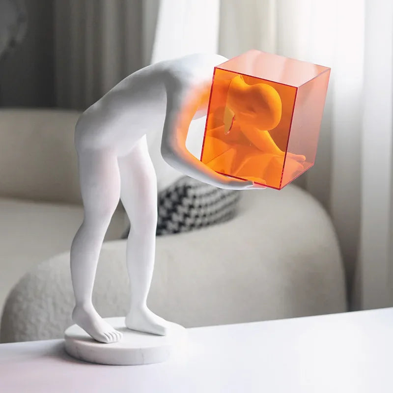 Afralia™ Abstract Figure Sculpture Cage Human Body Mind Decor Figurines