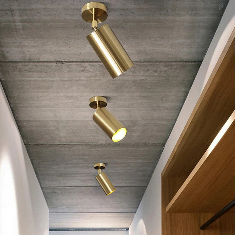 Afralia™ Gold Long Arm Ceiling Pendant with Rotating LED Spotlights