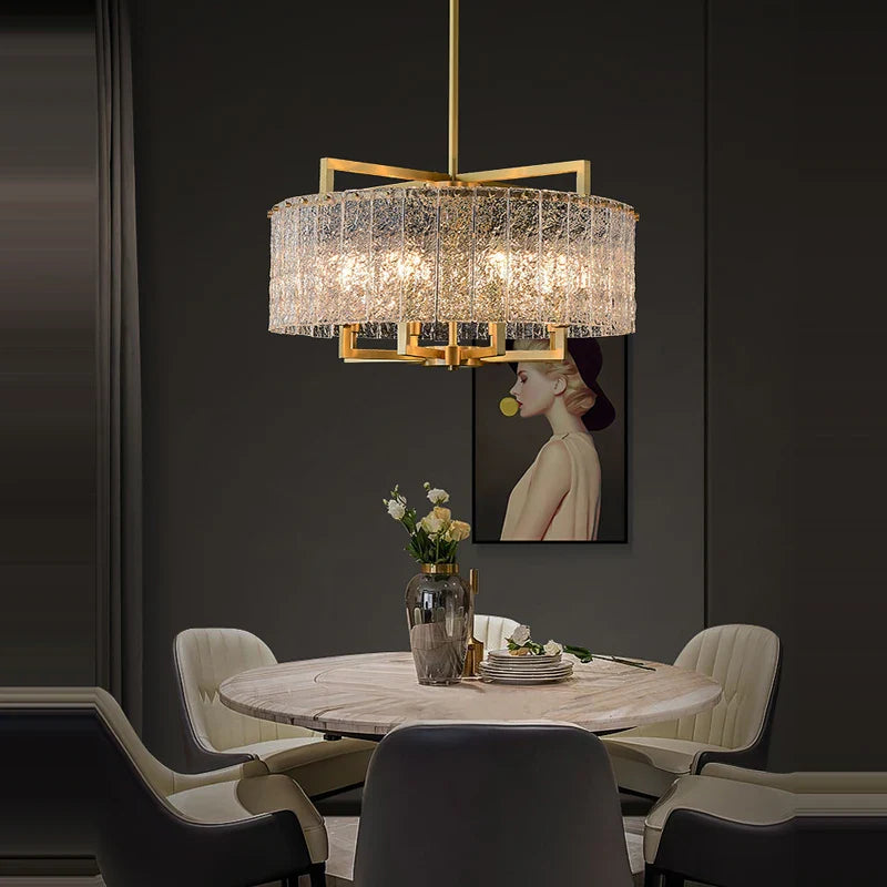 Afralia™ Dimmable LED Copper Glass Chandelier for Living Room