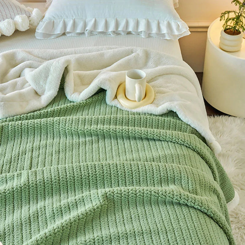 Afralia™ Cozy Faux Rabbit Fur Blanket, Soft Fluffy Quilt for Single, Anti-Static Warm Throw