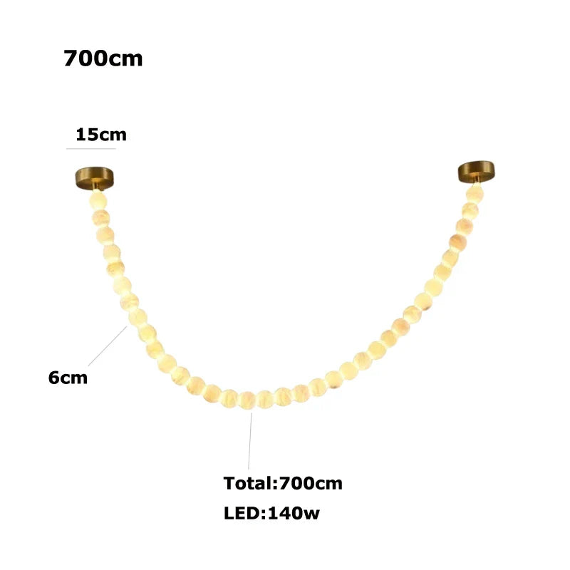 Afralia™ Alabaster Marble Pearl Drop LED Chandelier for Foyer Villa