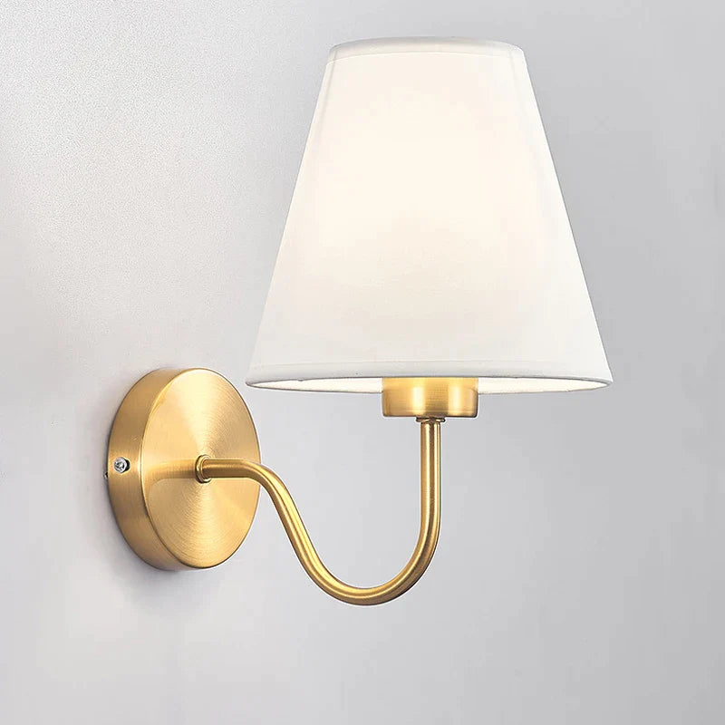 Afralia™ Gold Fabric Wall Lamp: Modern Nordic Bedroom Light Fixture for Hotel Aisle & TV Background.