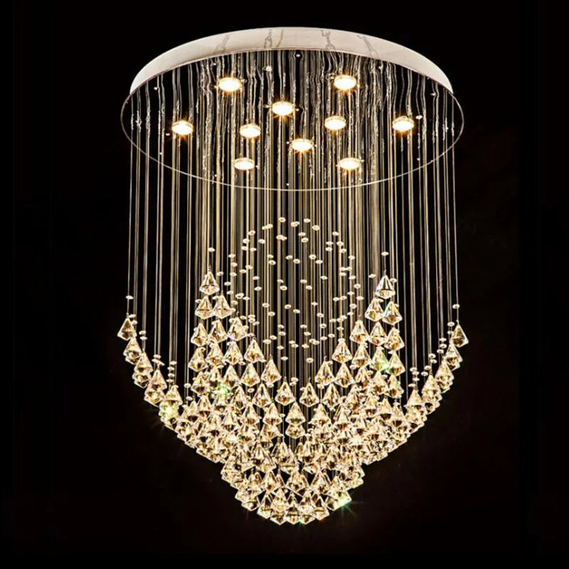 Afralia™ Diamond Crystal Chandelier LED Living Room Hotel Lighting