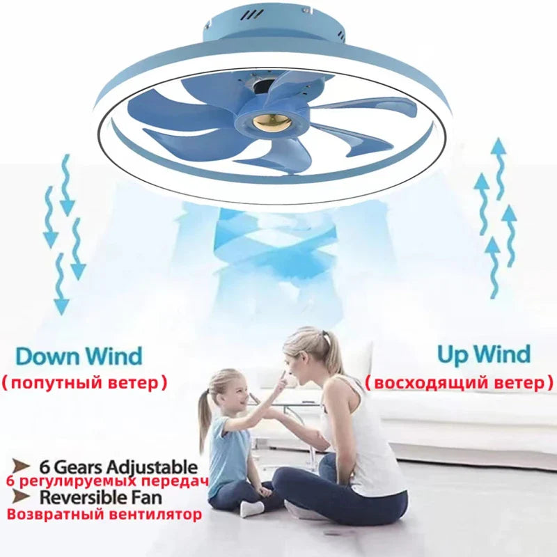 Afralia™ Smart LED Ceiling Fan with Remote Control for Dining, Bedroom, and Kids Room.