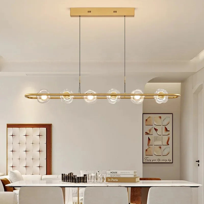 Afralia™ Glass LED Chandelier Pendant Light for Home Bedroom Foyer Lighting