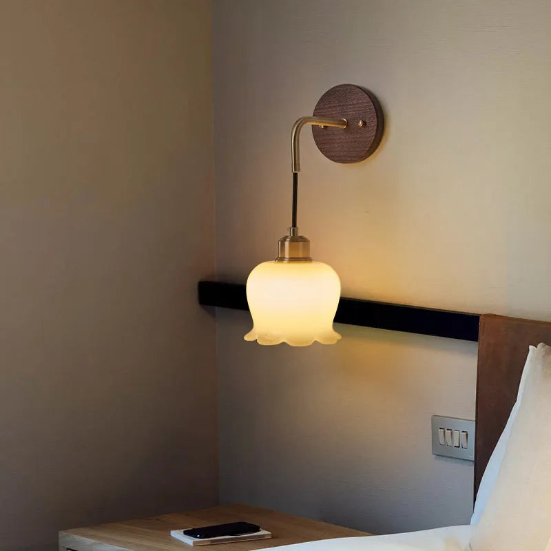 Afralia™ Nordic Walnut Wood LED Wall Lamp for Modern Living Spaces