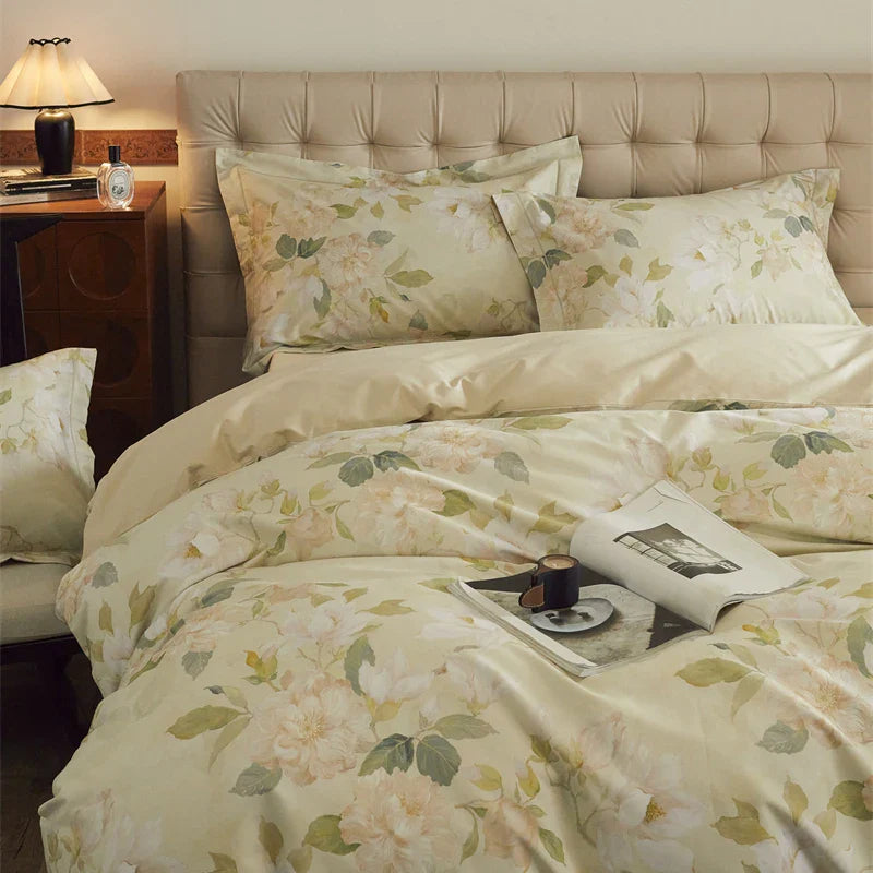 Afralia™ Butterfly Blooming Flowers Print 100% Egyptian Cotton Bedding Set