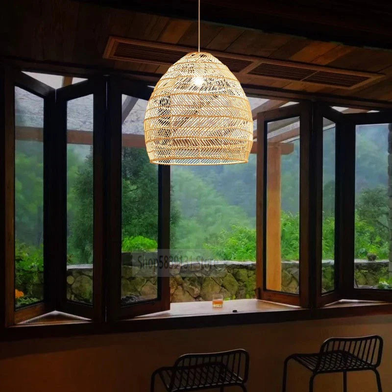 Afralia™ Rattan Pendant Lights: Modern Chinese Style LED Hanging Lamps for Home Deco