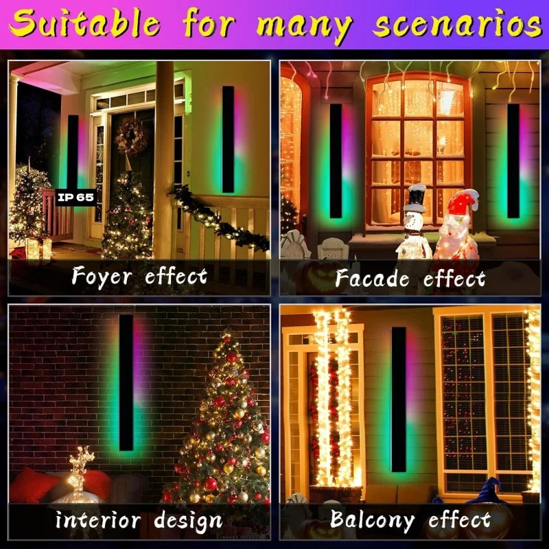 Afralia™ RGB Long Wall Lamp: Smart Remote Control, Indoor/Outdoor, IP65, Christmas, Home Decor
