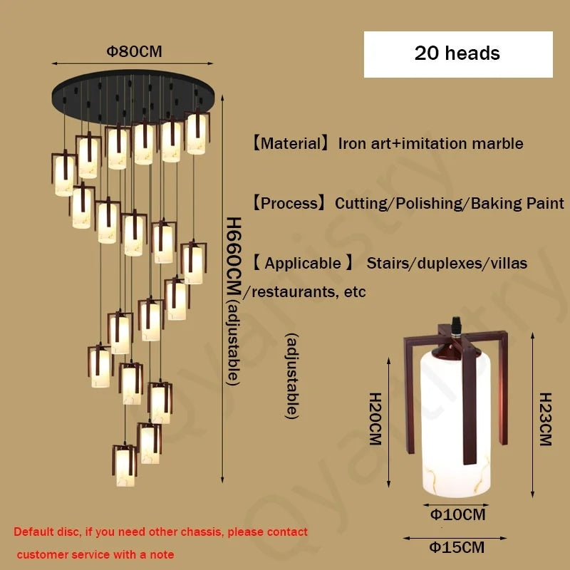 Afralia™ LED Marble Pendant Light for Luxury Villa Living Room Interior Decor