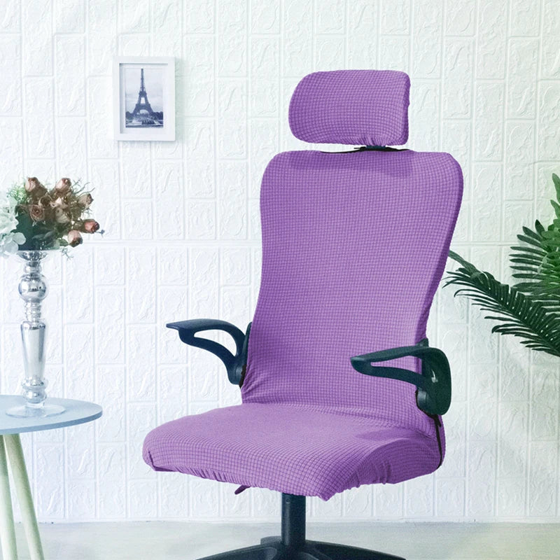 Afralia™ Waffle Grid Chair Cover | Solid Color Fleece Seat Case | Waterproof & Stretch_office Home Chair Protector