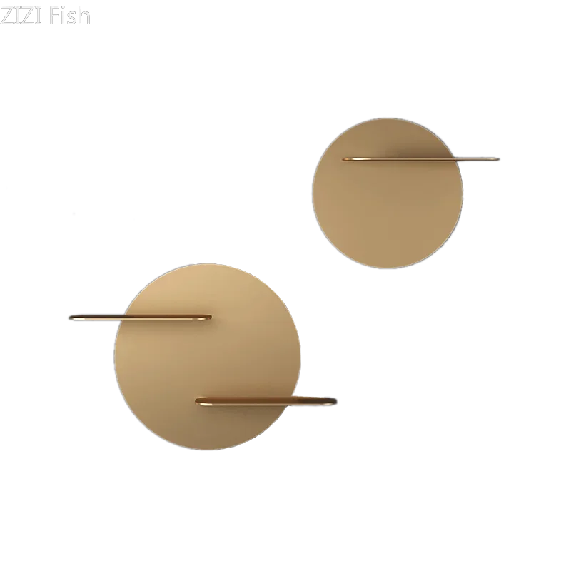 Afralia™ Gold Metal Round Wall Storage Shelf with Hooks