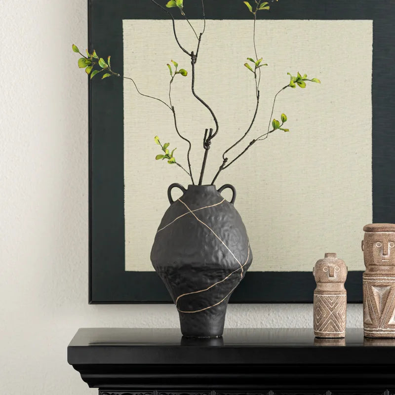 Afralia™ Vintage Graffiti Floral Vase - Home Decor Flower Arrangement Accessory