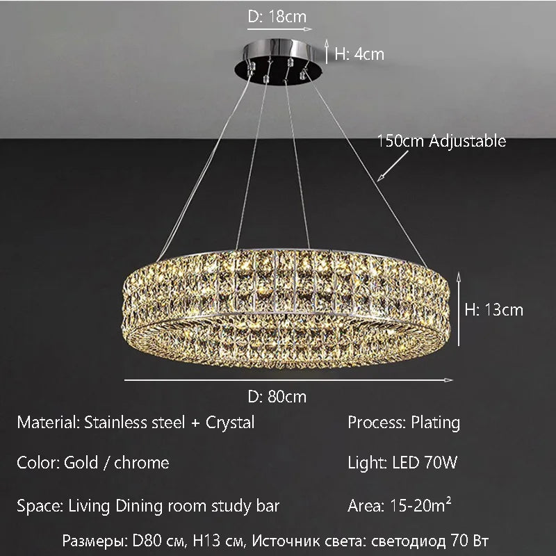 Afralia™ Crystal LED Chandelier: Dimmable Ceiling Light for Luxury Living Room Decor