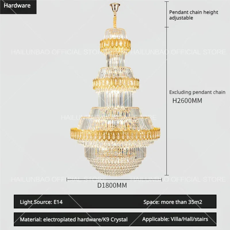 Afralia™ Crystal Chandelier: Villa High Living Room Luxury Lighting