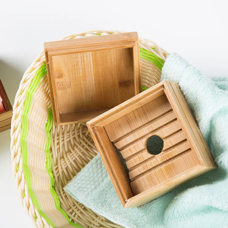 Afralia™ Bamboo Soap Dish - Eco-Friendly Wooden Soap Rack for Bathroom Storage