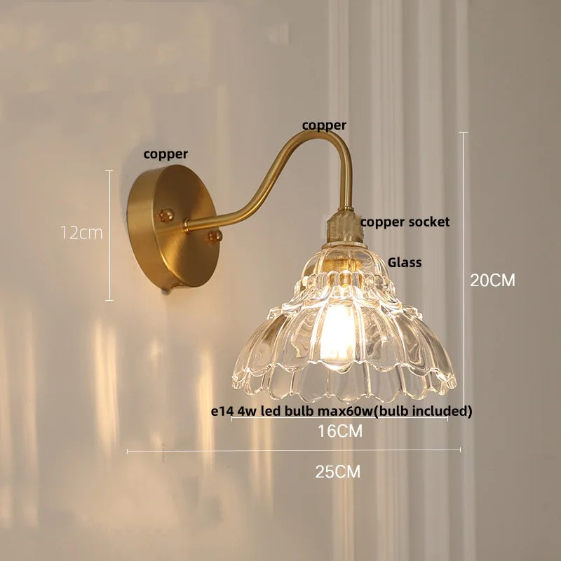 Afralia™ Brass LED Wall Lights Pull Chain Switch Clear Glass Modern Vanity Mirror Light