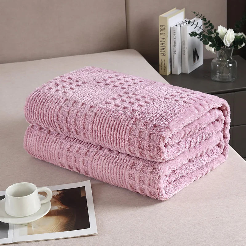 Afralia™ Velvet Waffle Blanket: Ultra Soft Coral Fleece Sofa Cover & Shawl