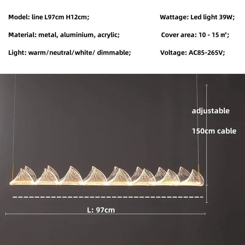 Afralia™ Lotus Acrylic LED Chandelier Gold Suspend Lamp for Living Room Lighting