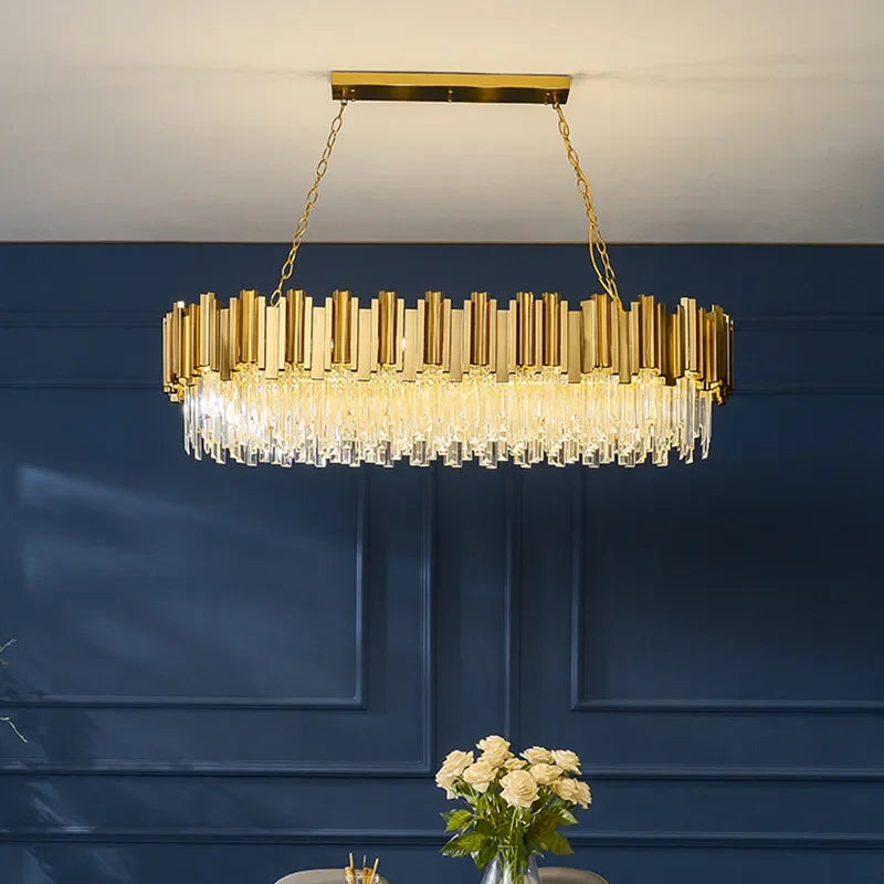 Afralia™ Gold Crystal Chandelier: Modern Luxury LED Pendant Lights for Living, Dining, Bedroom Decor