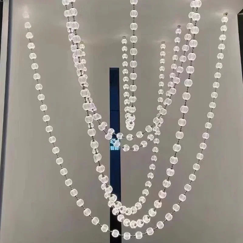 Afralia™ Pearl Necklace LED Pendant Light for 6m Staircase