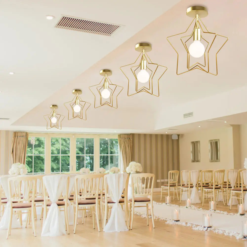 Afralia™ Gold Iron Cage Ceiling Light Modern Nordic Decor Retro Loft Fixture E27