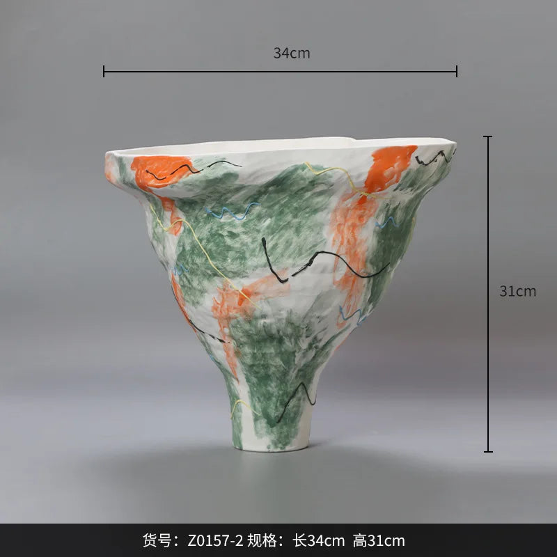Afralia™ Abstract Irregular Pattern Ceramic Vase for Home Decoration