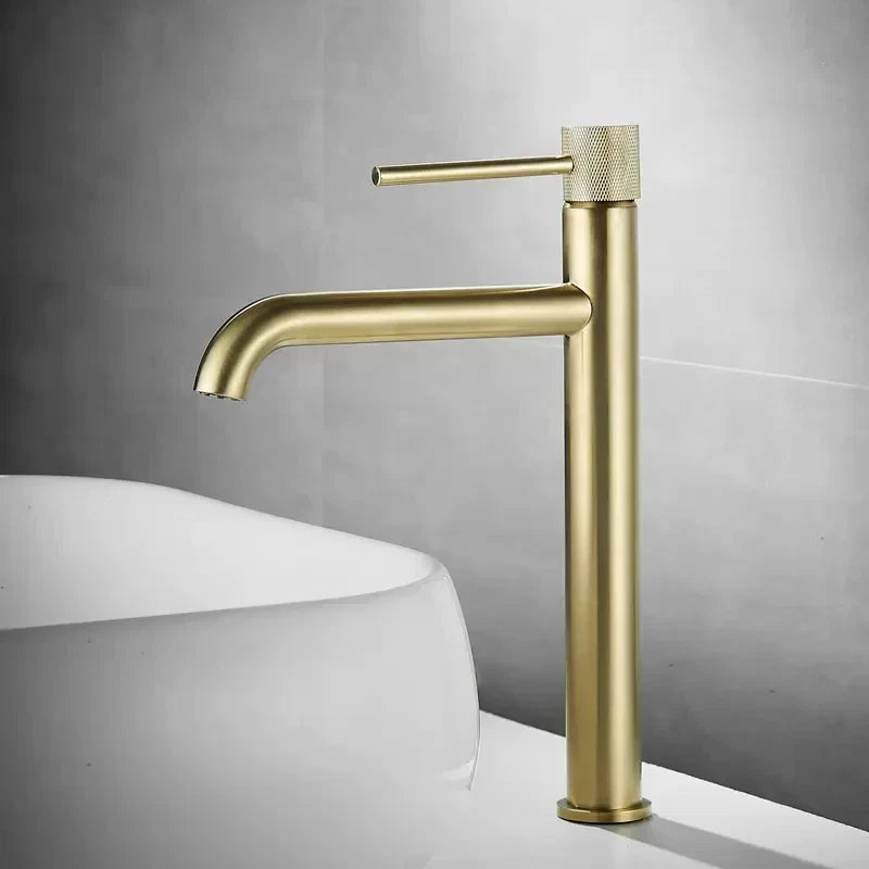 Afralia™ Brushed Gold Swivel Faucet for Bathroom Basin, Hot Cold Water Sink Crane