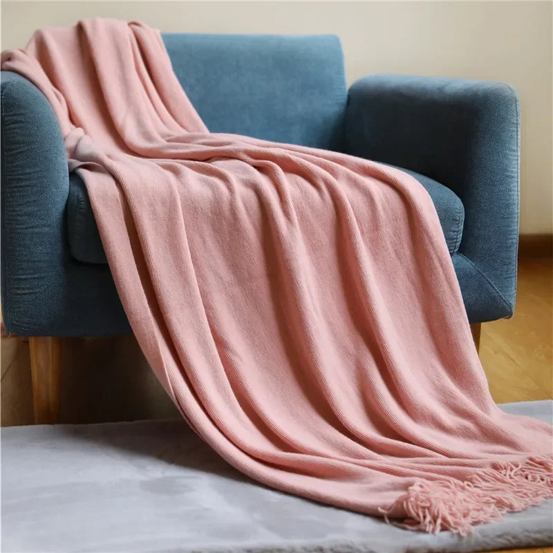 Afralia™ Knitted Cashmere Siesta Blanket - Soft Sofa Throw & Bedding Blanket