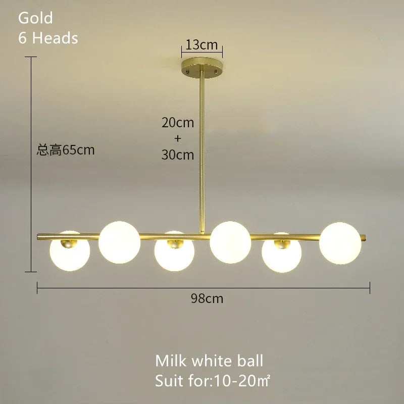 Afralia™ Glass Ball Chandelier - Modern LED Pendant Lamp for Home Decor