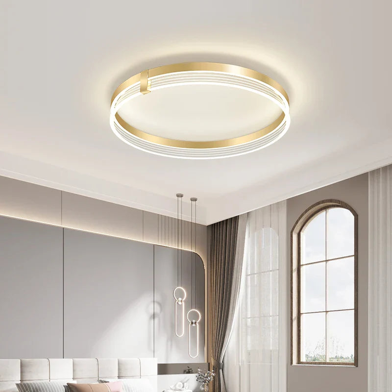 Afralia™ Minimalist Remote Control Round LED Ceiling Lamp for Bedroom and Living Room