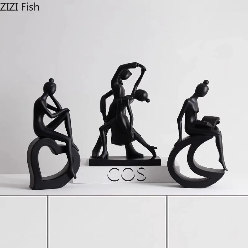 Afralia™ Abstract Resin Sculpture Modern Desk Decoration Minimalist Figures Ornaments