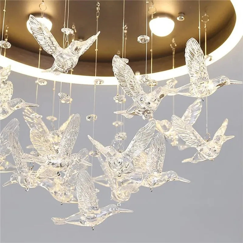 Afralia™ Flying Bird Ceiling Light for Girls Room Decor, White Princess Bedroom Lamp