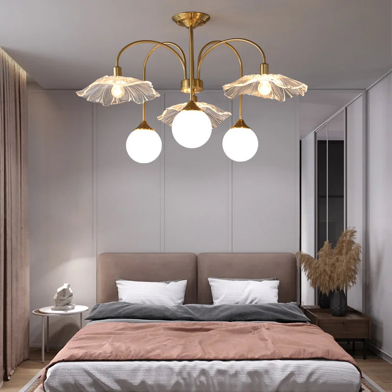 Afralia™ Nordic Glass Ball LED Chandelier for Bedroom Dining Room Ceiling Lighting