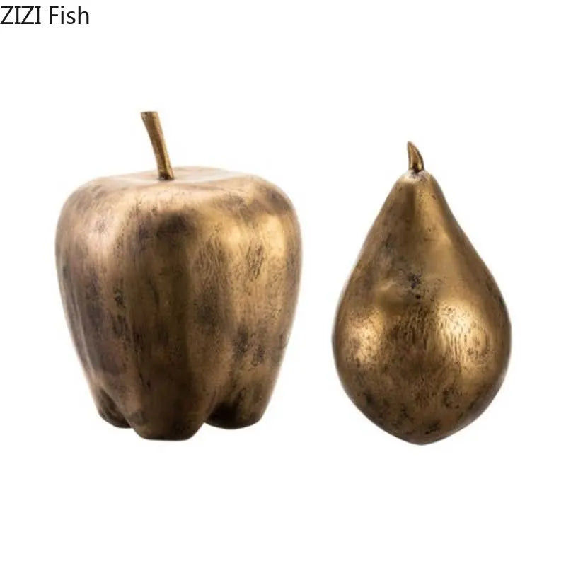 Afralia™ Copper Fruit Sculpture Set for Modern Home Decor