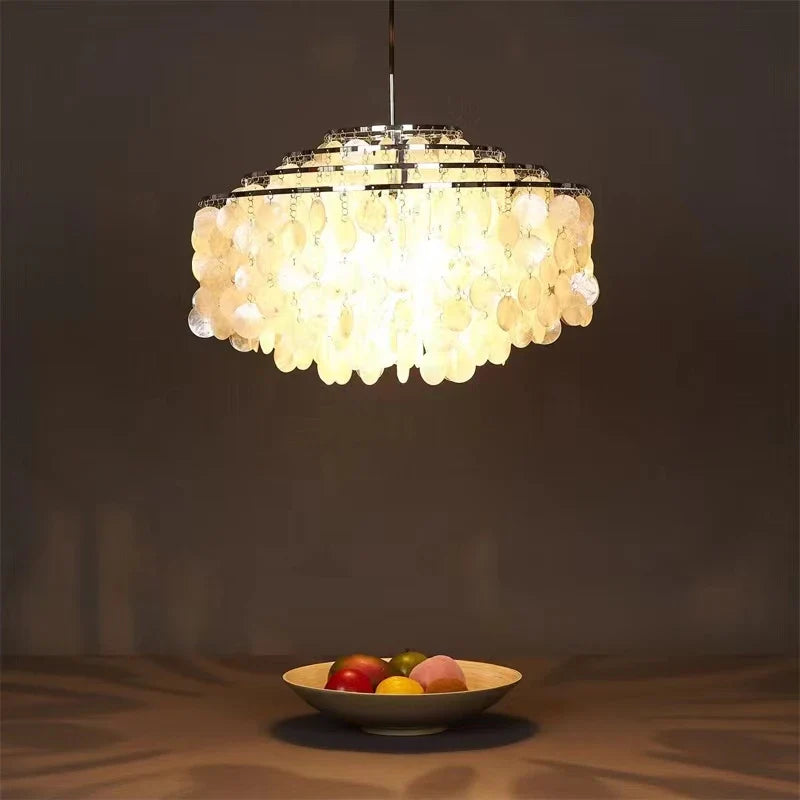 Afralia™ Romantic Shell Pendant Light in Gold Chrome Metal for Bedroom and Dining Room