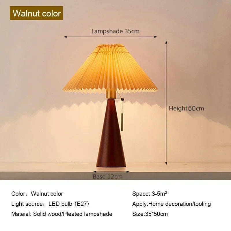 Afralia™ Vintage Pleated Wood Reading Lamp with LED Bulb