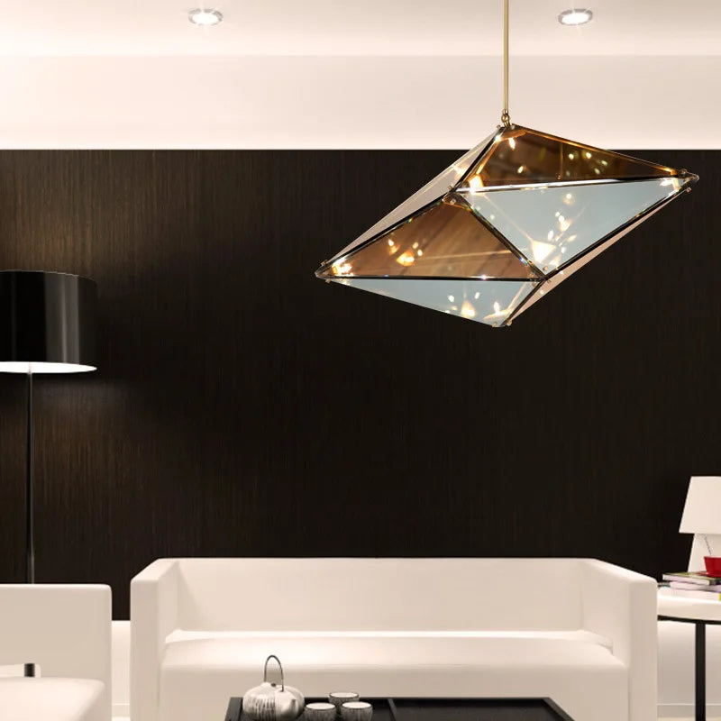 Afralia™ Diamond Glass LED Pendant Lights for Bar Restaurant Home Chandelier